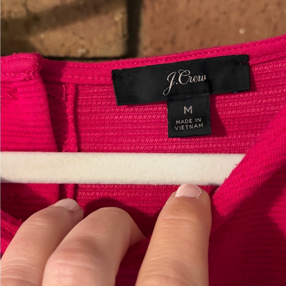 J. Crew Berry Pink Tiered Bell Sleeve Blouse | Textured Babydoll Top | Women’s - Picture 4 of 7